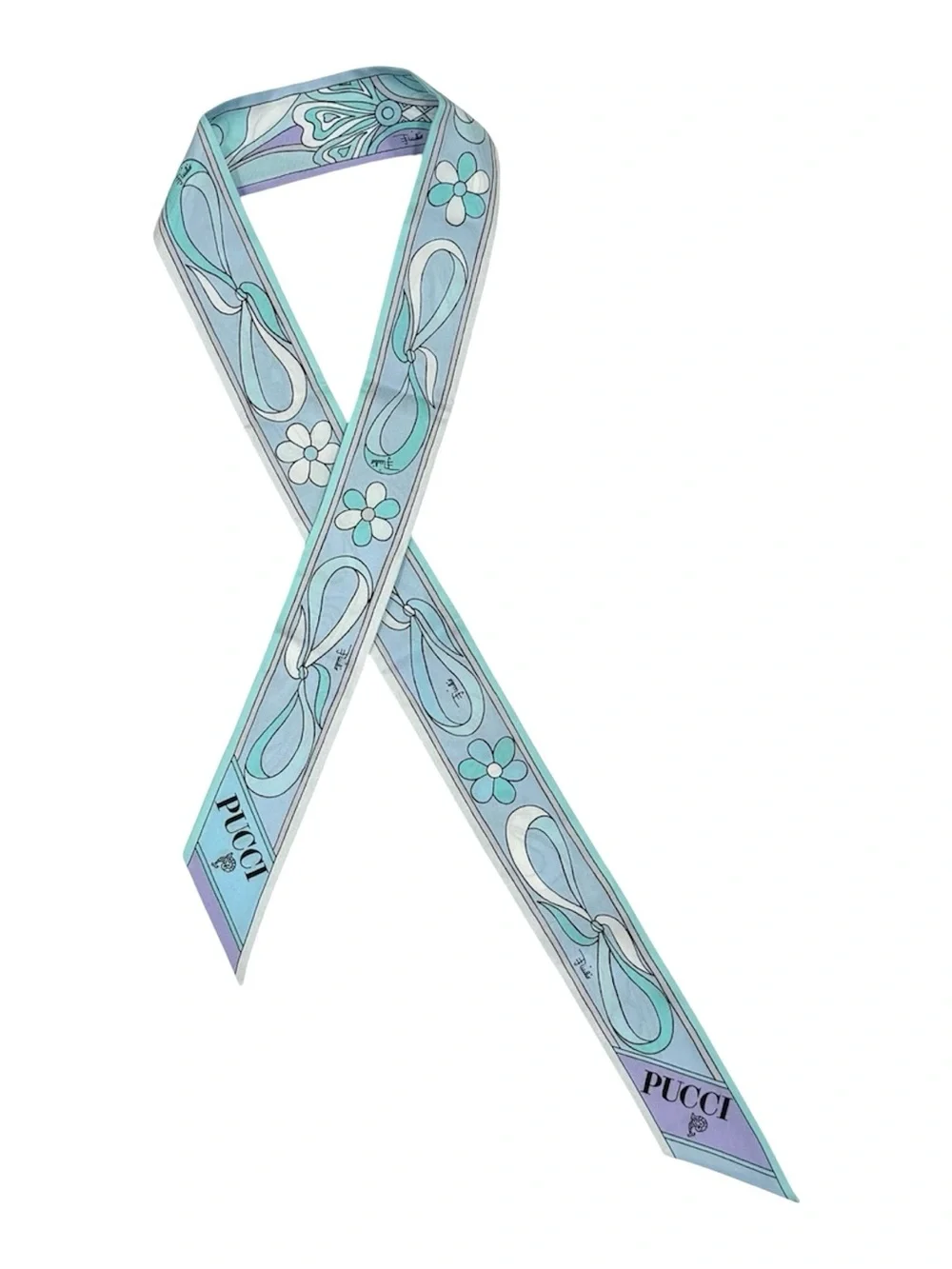 Emilio Pucci Aqua & Lavender Silk Twilly Scarf